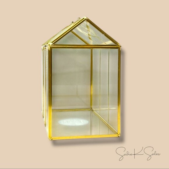Large Scalloped Brass Glass Greenhouse – Hearth & Hand Magnolia Target 2025 - Picture 6 of 9